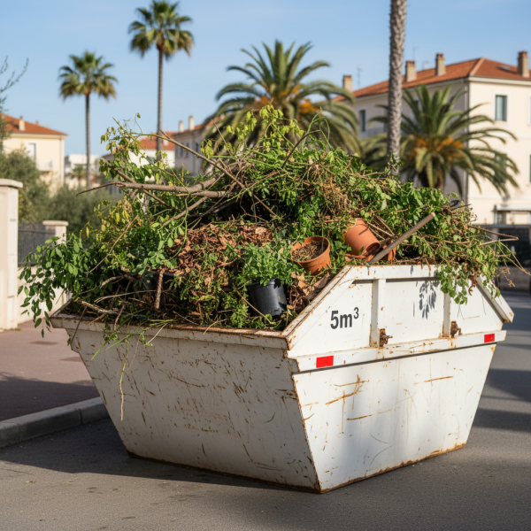 Location de benne pour végétaux de 5m3 pour particuliers à Marseille vers le Prado : nettoyage complet après la taille des arbres